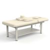 80 Inches Wide - Quality Leather Beauty Spa Furniture Massage Table Bed Iron on Round Legs Facial Bed Beauty Bed - Beige Gray