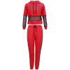 Autumn and Winter Women's Hooded Mesh Yarn Stitching Casual Sports Suit Jacket + Pants Two-piece
